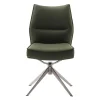 Essstuhl mit Lederbezug in Olivgrün - Contrada (2er Set)