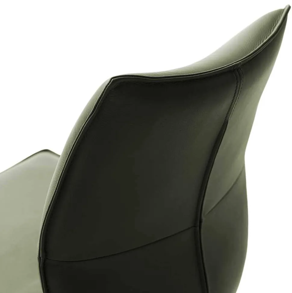 Essstuhl mit Lederbezug in Olivgrün - Contrada (2er Set)