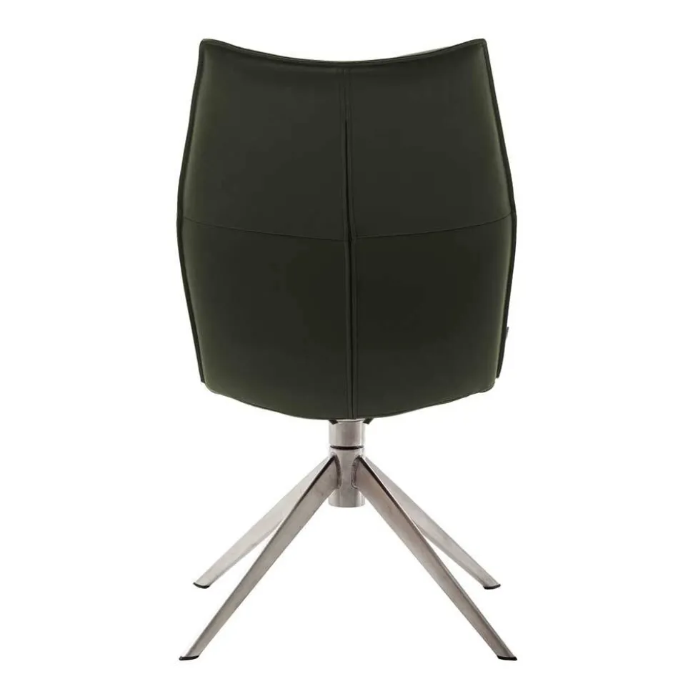 Essstuhl mit Lederbezug in Olivgrün - Contrada (2er Set)