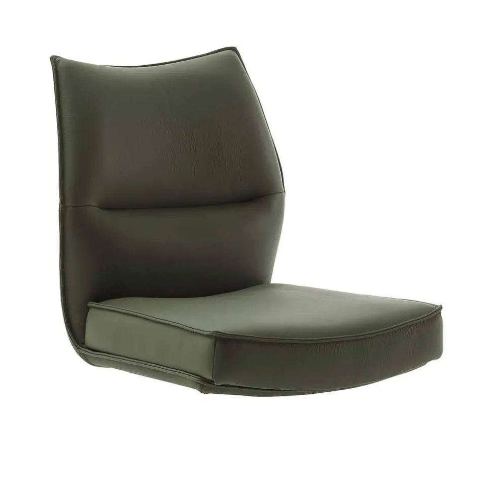 Essstuhl mit Lederbezug in Olivgrün - Contrada (2er Set)