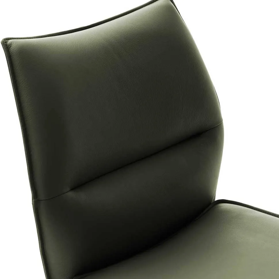 Essstuhl mit Lederbezug in Olivgrün - Contrada (2er Set)