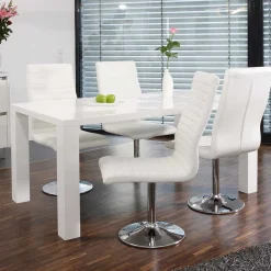 Esstisch & Drehstühle in Weiß - Fascinationa (fünfteilig)