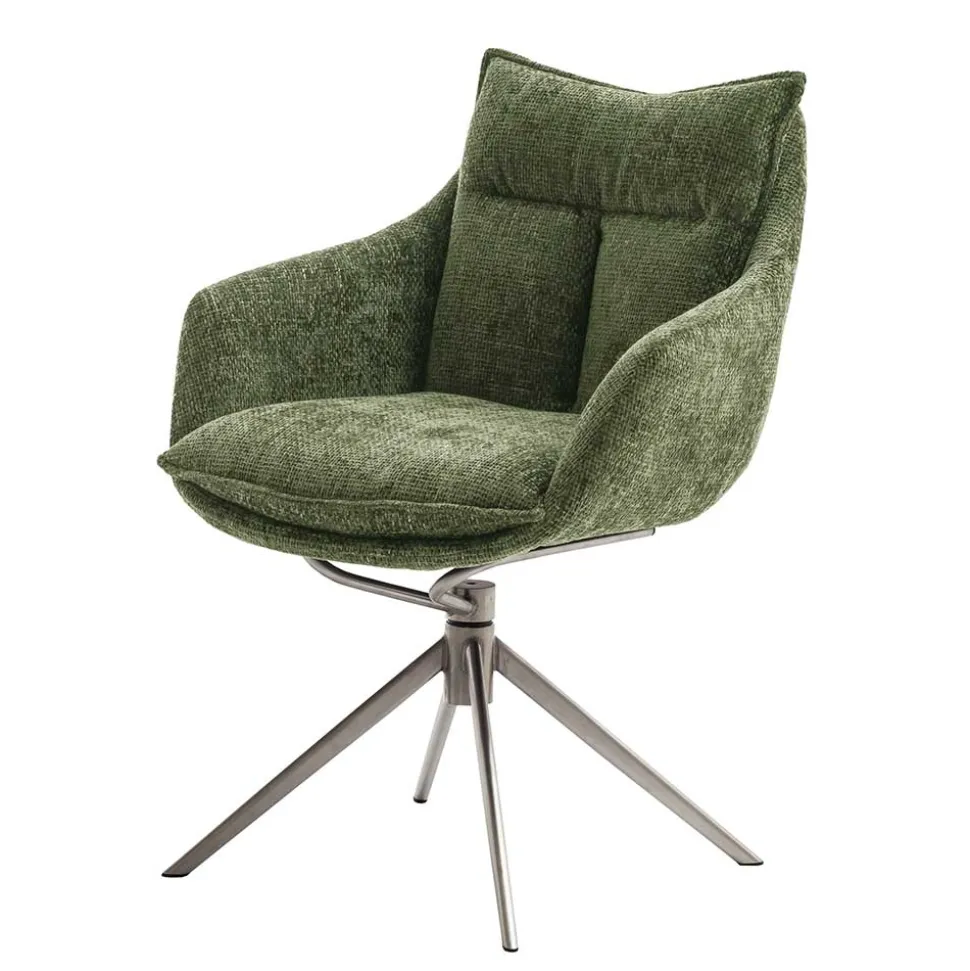 Esstisch Armlehnenstuhl in Oliv Grün und Edelstahl - Mint (2er Set)