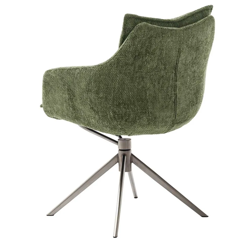 Esstisch Armlehnenstuhl in Oliv Grün und Edelstahl - Mint (2er Set)