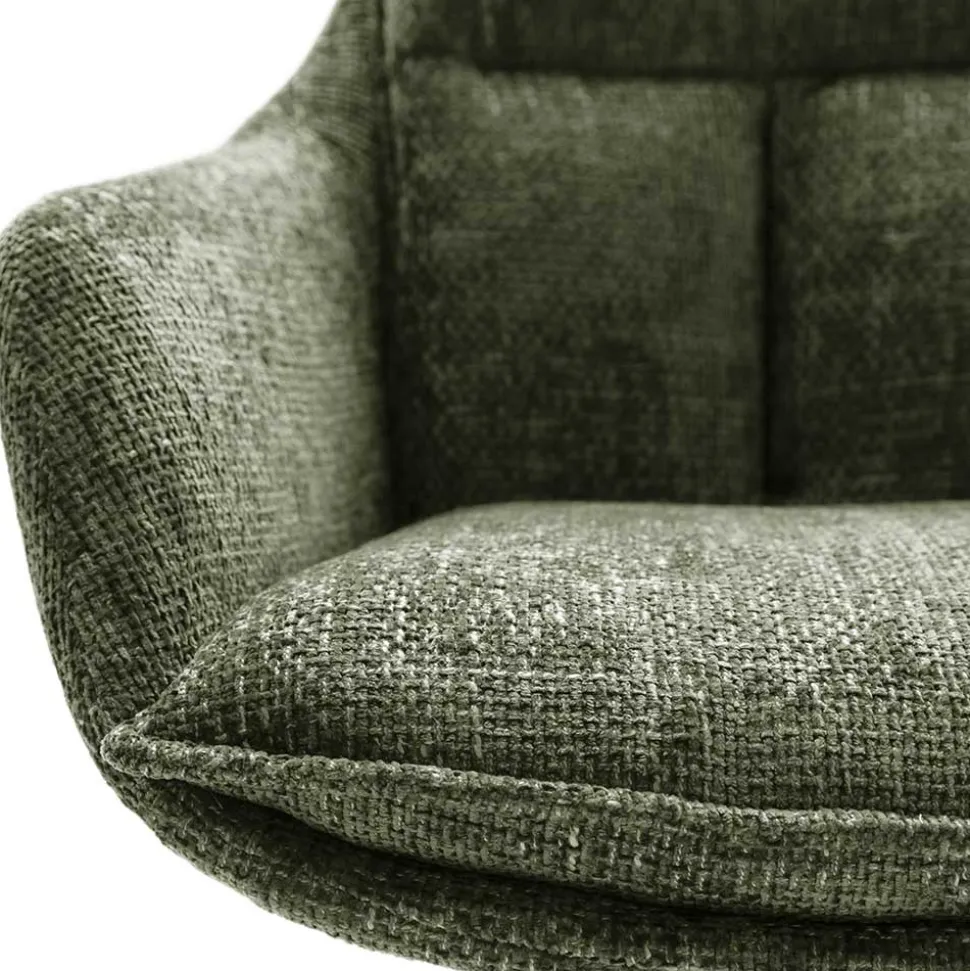 Esstisch Armlehnenstuhl in Oliv Grün und Edelstahl - Mint (2er Set)