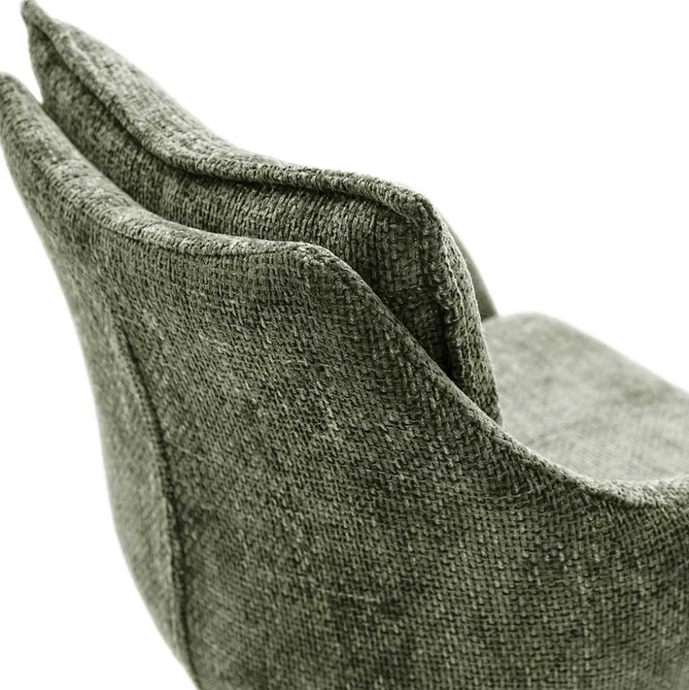 Esstisch Armlehnenstuhl in Oliv Grün und Edelstahl - Mint (2er Set)