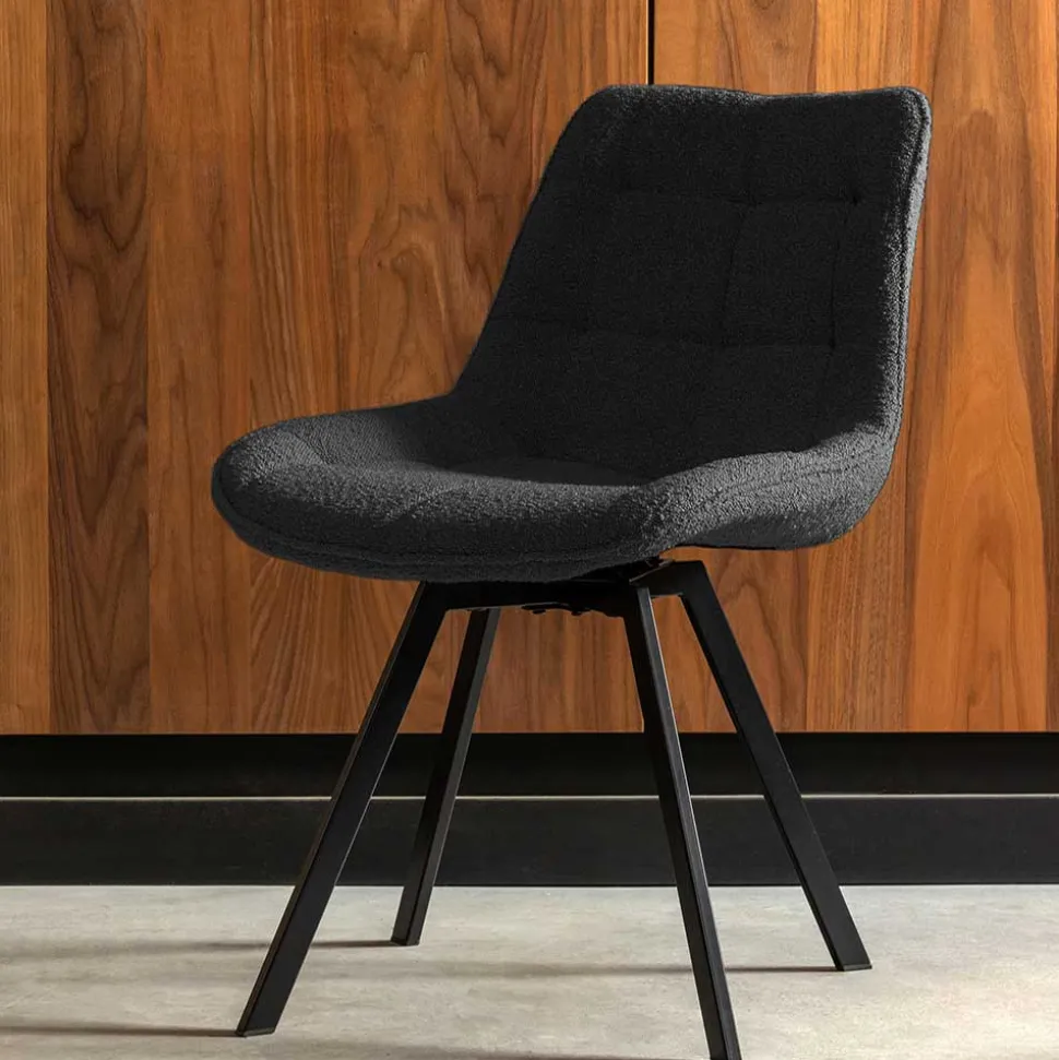 Esstisch Drehstuhl aus Boucle Stoff - Seymour (2er Set)