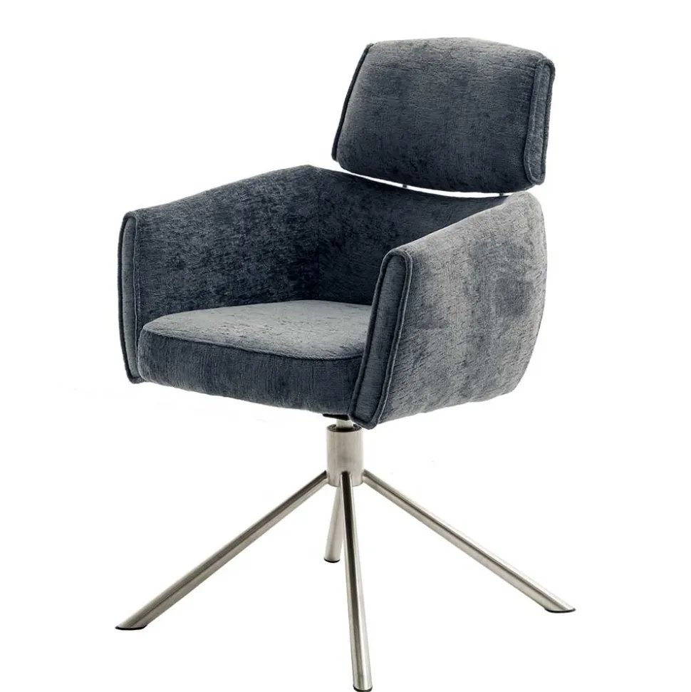 Esstisch Drehstuhl in Anthrazit Webstoffbezug - Turex (2er Set)