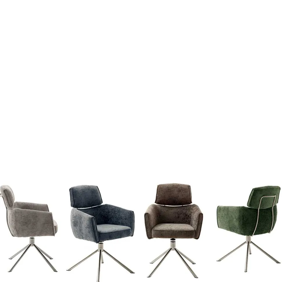 Esstisch Drehstuhl in Anthrazit Webstoffbezug - Turex (2er Set)