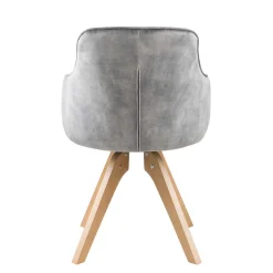 Esstisch Drehstuhl in Grau & Eichefarben - Puebla (2er Set)