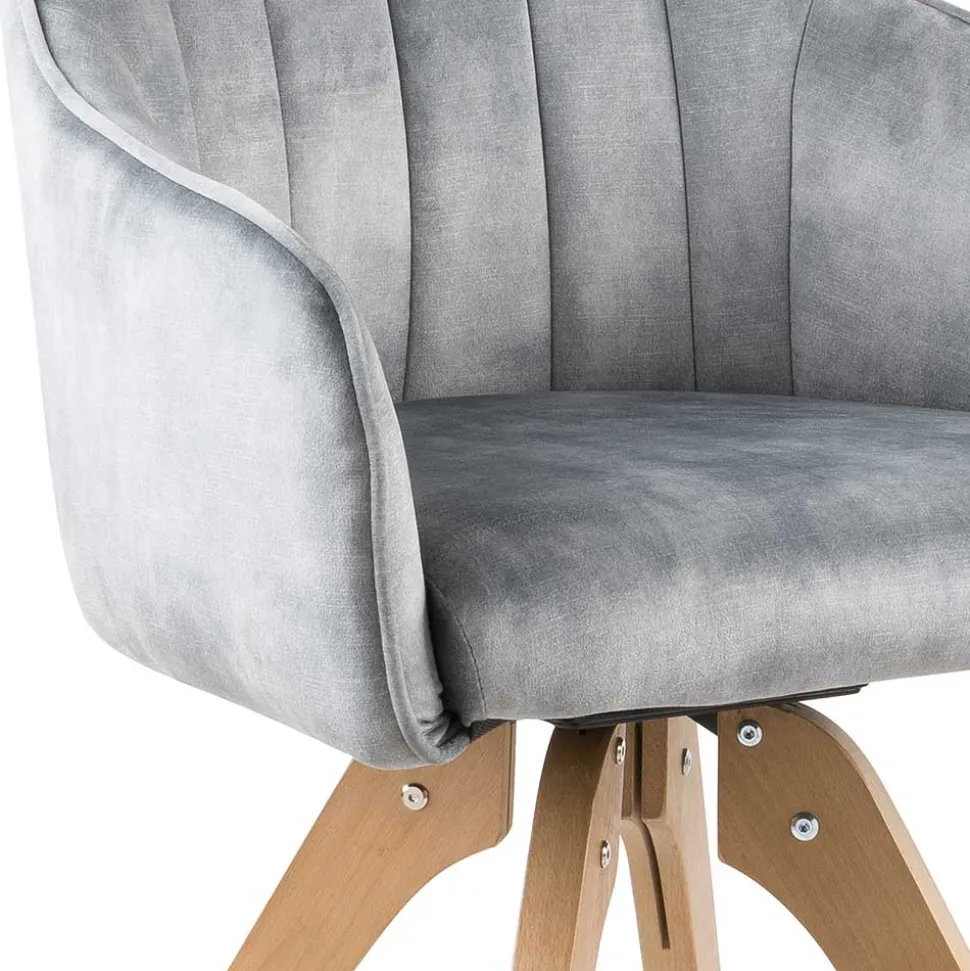 Esstisch Drehstuhl in Grau & Eichefarben - Puebla (2er Set)