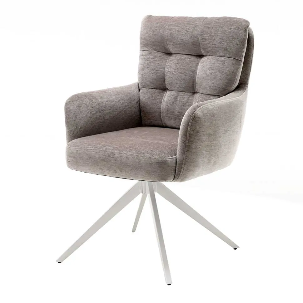 Esstisch Drehstuhl in Taupe und Weiß - Sarduna (2er Set)