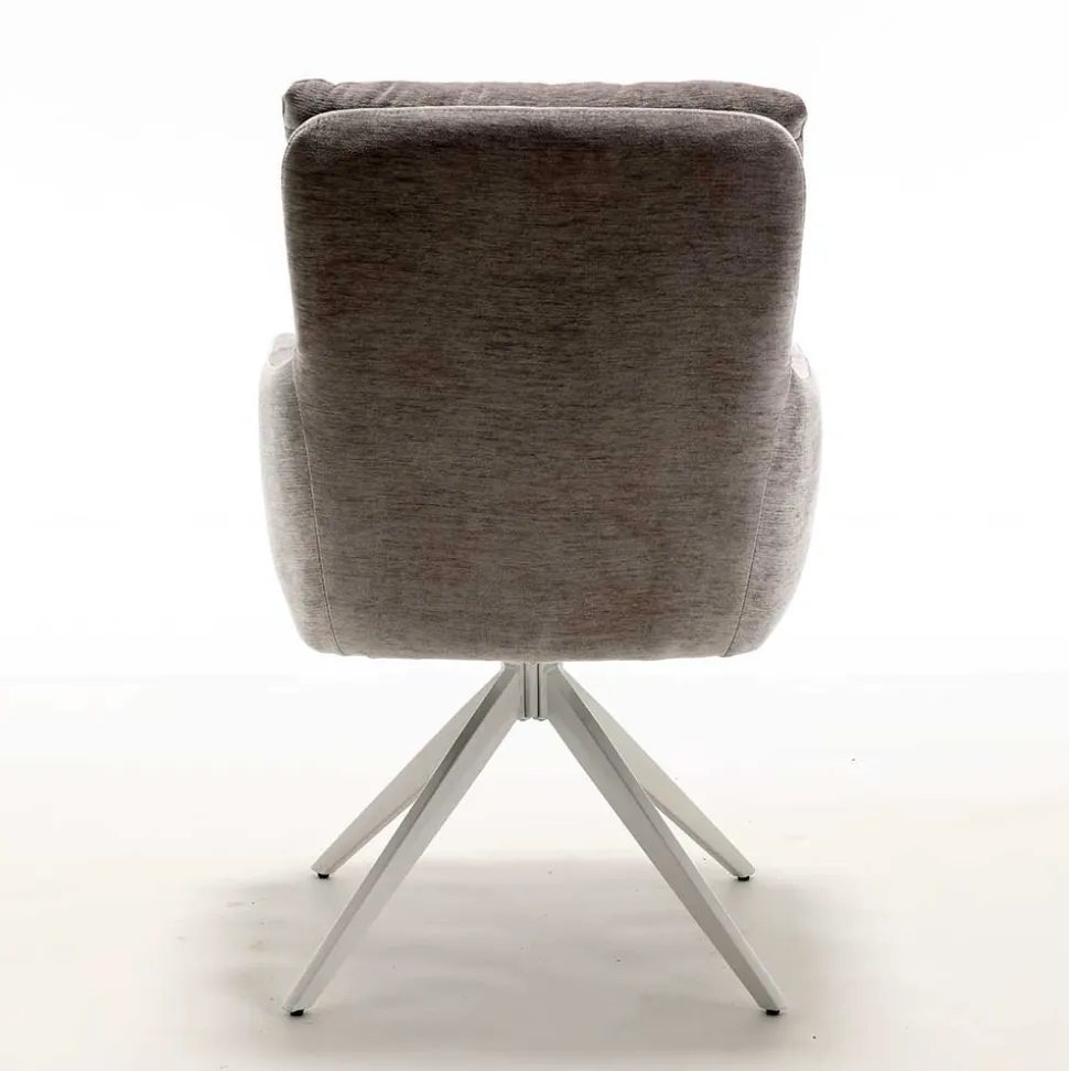 Esstisch Drehstuhl in Taupe und Weiß - Sarduna (2er Set)
