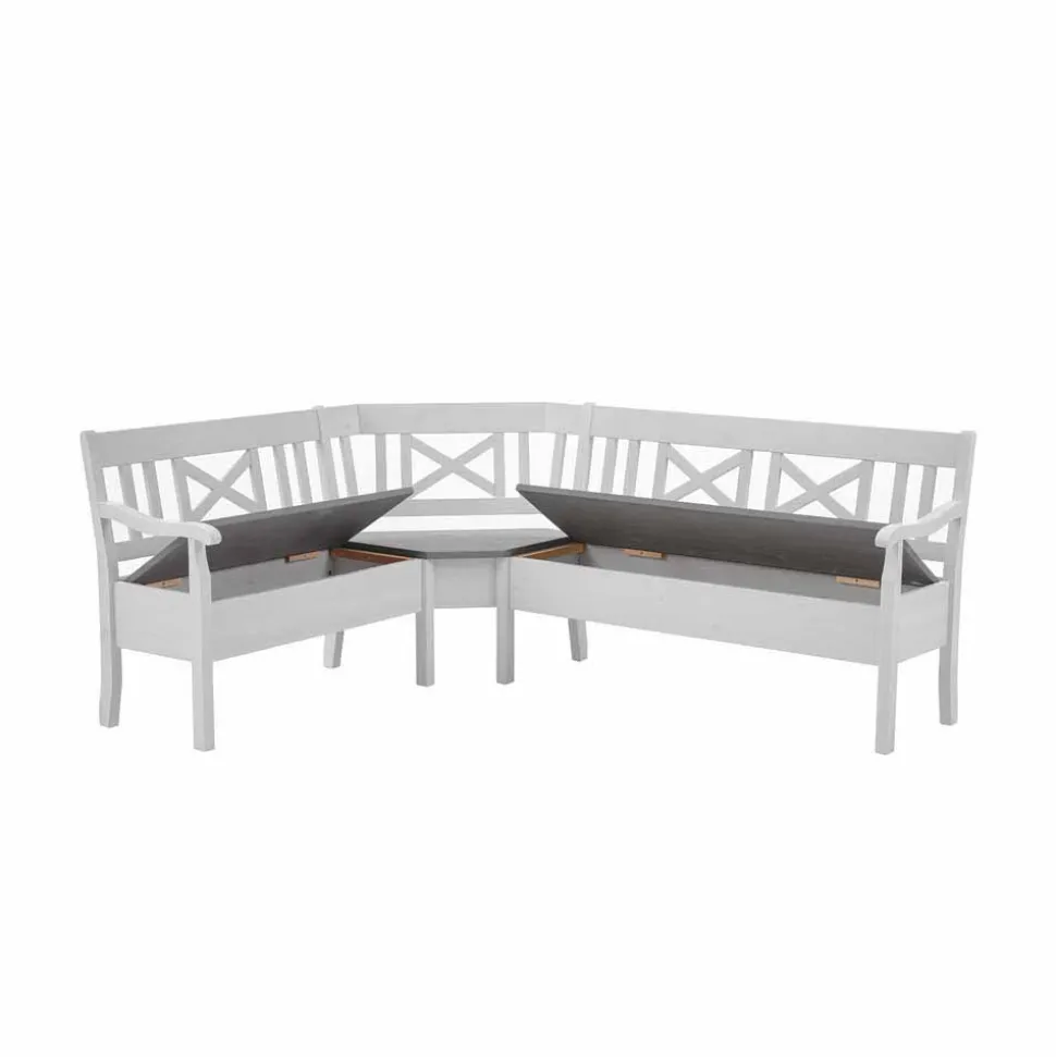 Esstisch Eckbank Yoan in Weiß Grau