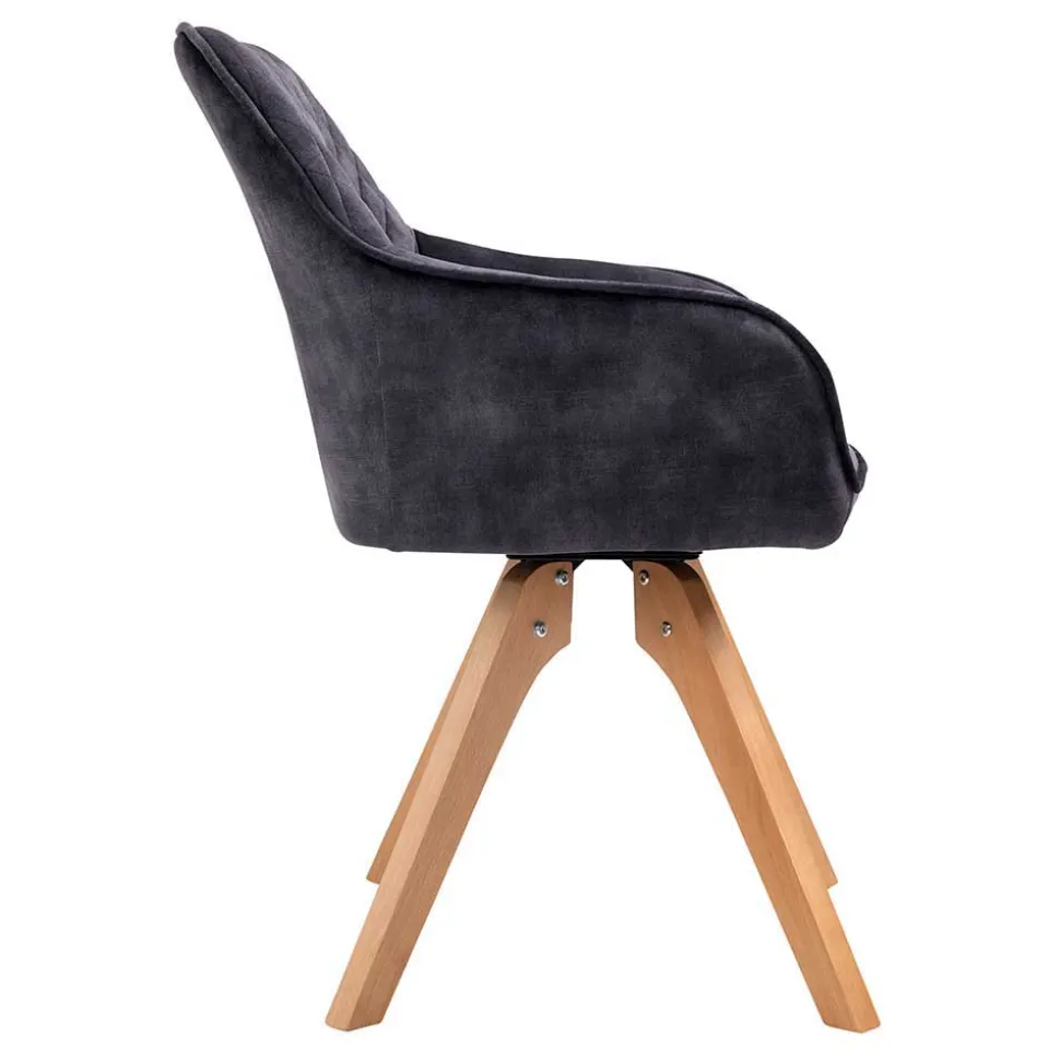 Esstisch Gruppe mit Samtstühlen - Odyssena (siebenteilig)