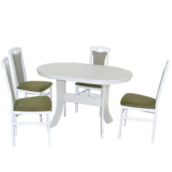 Esstisch Kombi in Weiß & Grün - Cynthia (fünfteilig)