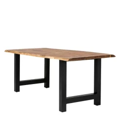 Esstisch mit H-Gestell und Baumkanten Platte - Polardia