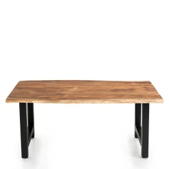 Esstisch mit H-Gestell und Baumkanten Platte - Polardia