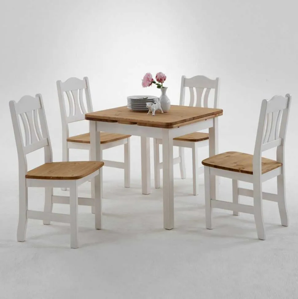 Esstisch mit Stühlen Vipe in Weiß (fünfteilig)