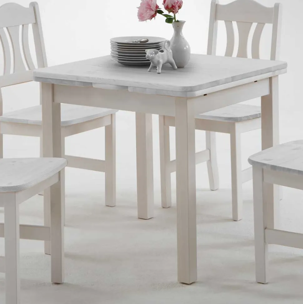 Esstisch mit Stühlen Vironegras in Weiß (fünfteilig)