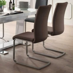 Esstisch Schwingstuhl in Braun Finca Kunstleder (4er Set)