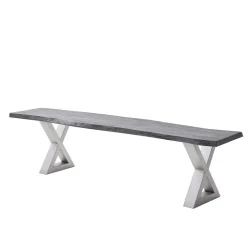 Esstisch Sitzbank in Akazie Grau mit Baumkante - Lorencia