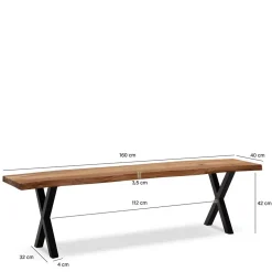 Esstischbank mit X-Beinen - Rajavo