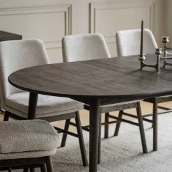 Esstischgruppe in Eiche Dunkel & Beige - Relencia (siebenteilig)