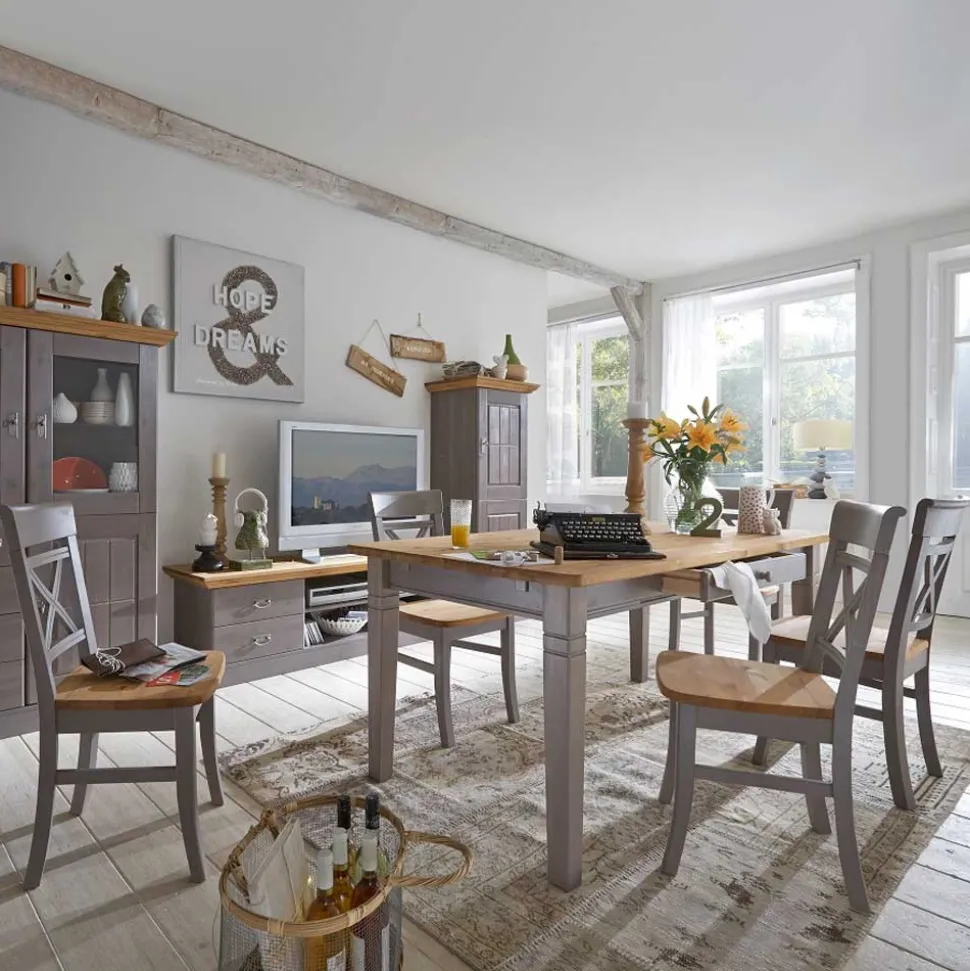 Esstischgruppe Jytte in Grau (siebenteilig)