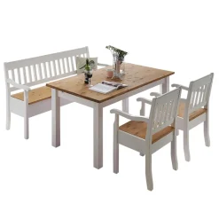 Esstischgruppe Molzau in Weiß (vierteilig)