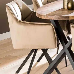 Esstischsessel aus Samt Beige - Zegovin (2er Set)