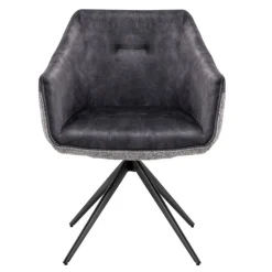 Esstisch-Sessel in Dunkelgrau Material-Mix - Chiak