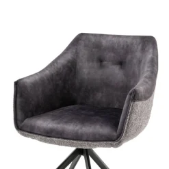 Esstisch-Sessel in Dunkelgrau Material-Mix - Chiak