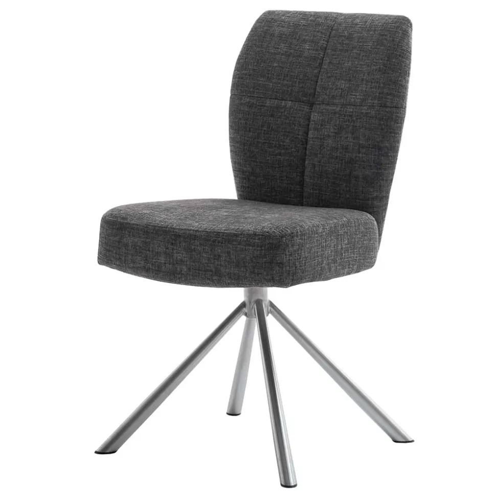 Esstischstuhl mit Federkern in Anthrazit - Marile (2er Set)