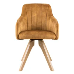 Esszimmer Drehsessel in Curry Gelb & Eiche - Zylvia (2er Set)