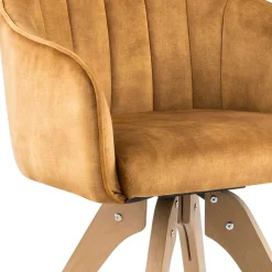 Esszimmer Drehsessel in Curry Gelb & Eiche - Zylvia (2er Set)