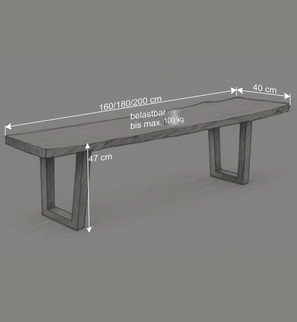Esszimmer Esstischbank mit Baumkanten - Onan