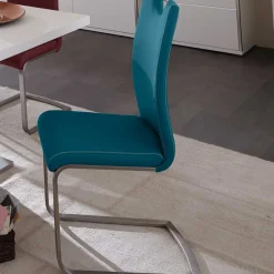 Esszimmer Freischwinger in Petrol Blau Laida Kunstleder (4er Set)