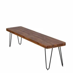 Esszimmer Holzbank aus Sheesham massiv Tohema mit Metall Gestell