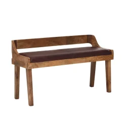 Esszimmer Holzbank mit Lehne & Ledersitz - Zimoni