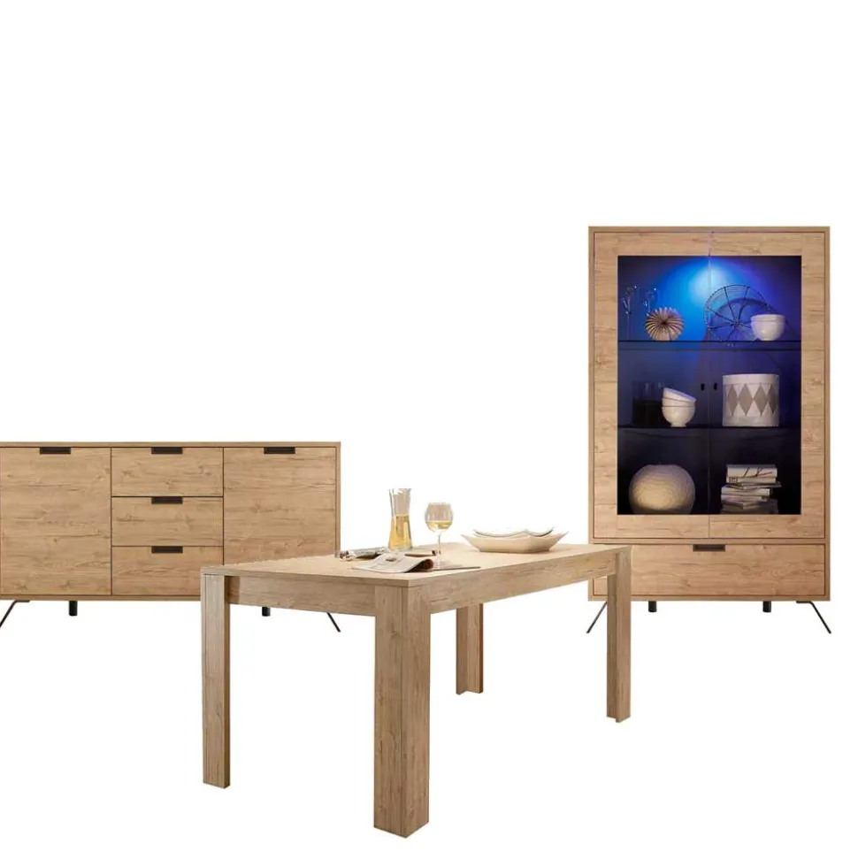 Esszimmer Möbel Set in Eiche - Rodonda (dreiteilig)