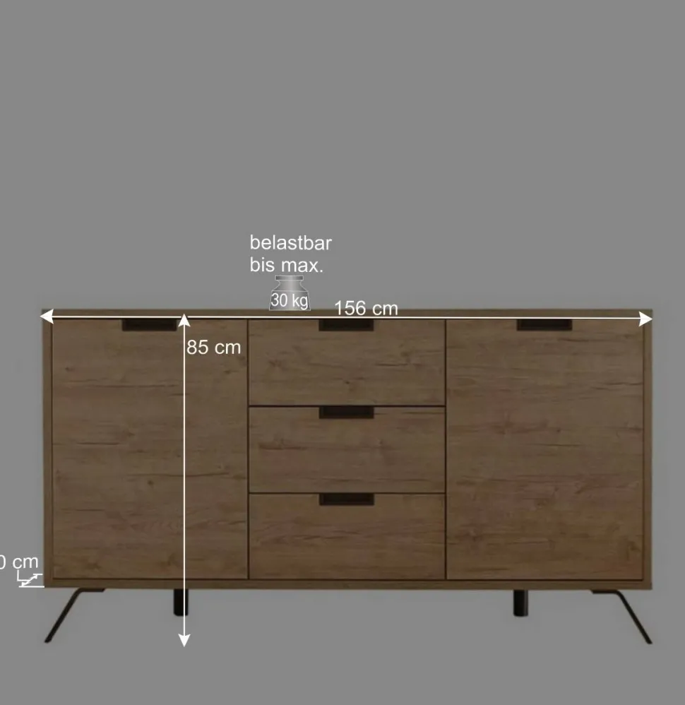 Esszimmer Möbel Set in Eiche - Rodonda (dreiteilig)