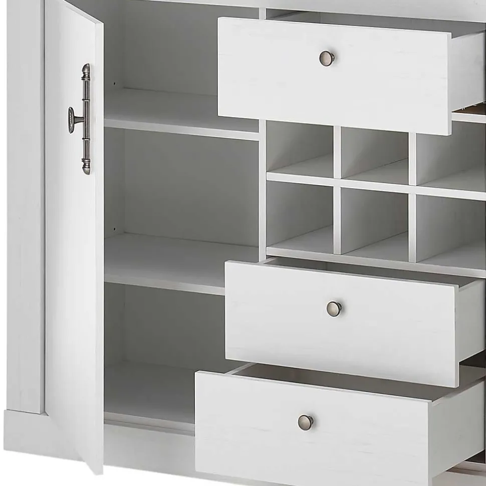 Esszimmer Möbel Set in weißer Holzoptik Pinie - Liancos (vierteilig)