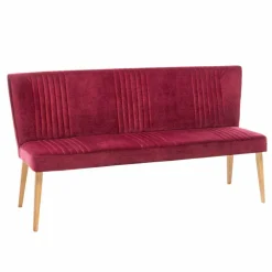 Esszimmer Polsterbank in Velours Pink Dunkel Neo & Eiche