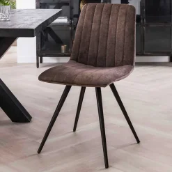 Esszimmer Retrostühle in Taupe Samt - Ansga (4er Set)