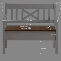 Esszimmer Sitzbank Barlad in Weiß Kiefer massiv