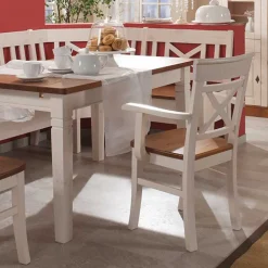 Esszimmer Sitzecke Barlad in Weiß Bernstein (vierteilig)