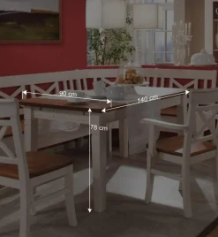 Esszimmer Sitzecke Barlad in Weiß Bernstein (vierteilig)