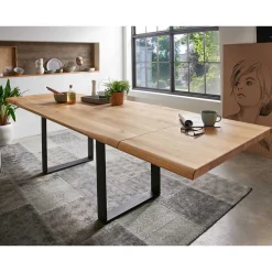 Esszimmer Tisch mit Holzplatte aus Wildeiche - Rouven