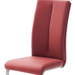 Esszimmerstuhl als Freischwinger in dunklem Rot Lioberta Kunstleder (4er Set)